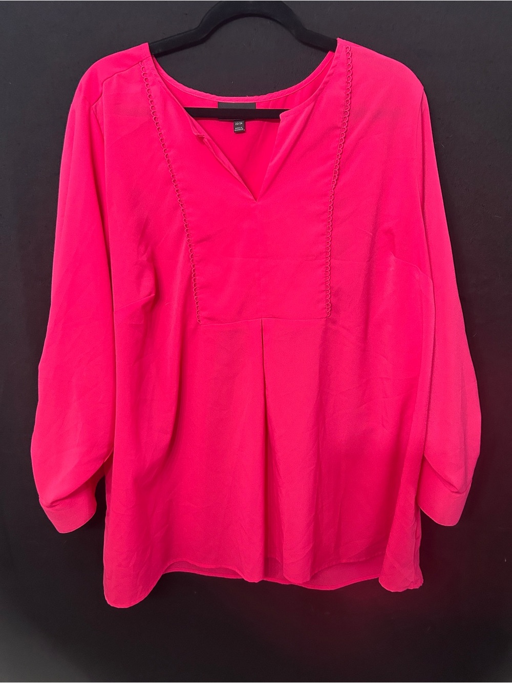 Women’s Lane Bryant Fuchsia Pleated Career Blouse Plus 22 24